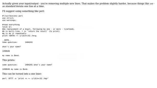 Unix & Linux: How to remove new line character at end of line ending with a number? (2 Solutions!!) смотреть онлайн