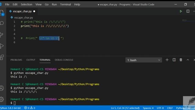 Solution of Exercise_05|| How to Print Escape Character|| Python in Hindi смотреть онлайн