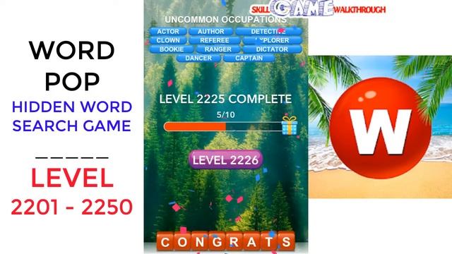Word Pop - Hidden Word Search Game Level 2201 - 2250 Walkthrough | SkillGameWalkthrough смотреть онлайн