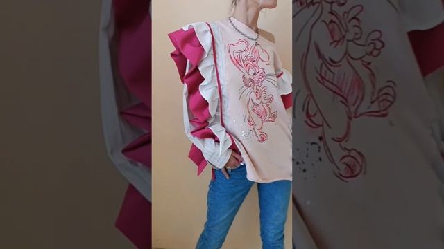 рубашка-свитшот а стиле пэчворк с ручной росписью ! смотреть онлайн