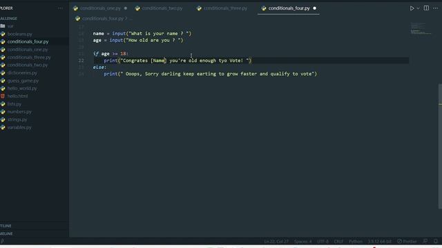 Python for Absolute beginners - Like you're 5 Years | Answer To Conditionals Challenge смотреть онлайн