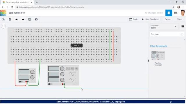 7473 JK Flip Flop IC using Tinkercad смотреть онлайн