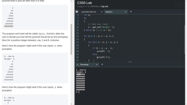 CS50 Mario SOLUTION - Problem Set 1 | Explanation and CODE смотреть онлайн