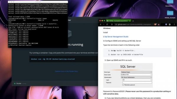 Installing AdventureWorks2017 database inside docker container using azure data studio on mac.