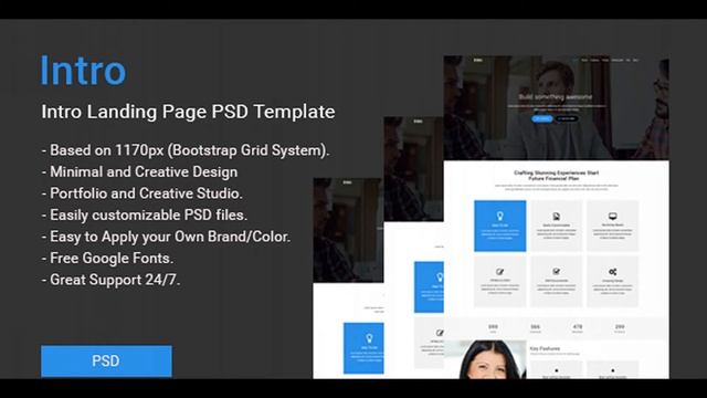 Intro Landing Page PSD Template | Themeforest Website Templates and Themes смотреть онлайн