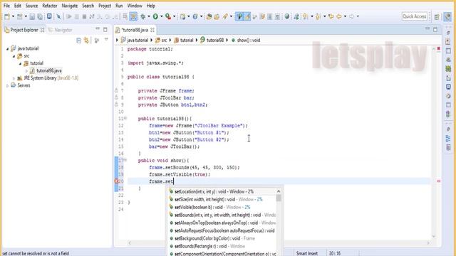 Video #98 - Java Coding - JToolBar Example смотреть онлайн