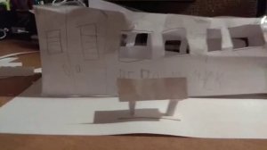 Данила сделал электричку и станцию из бумаги