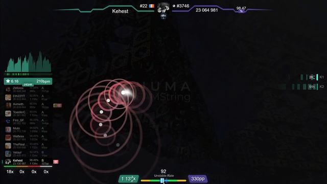 Kehest | SAMString - NUMA [Extra] +HR 98.05% (#1 522pp FC) - osu! смотреть онлайн