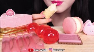 ASMR PINK FANFARE, CHERRY BLOSSOM FINGER JELLY, PAVE CHOCOLATE 빵빠레 마쉬멜로우, 벚꽃 핑거 젤리 먹방 JANE ASMR 제인