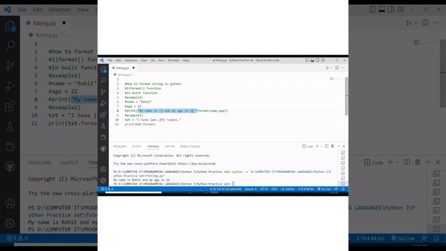 How to format string in Python | String Format() function | f-string method | @AllinOne Programming смотреть онлайн