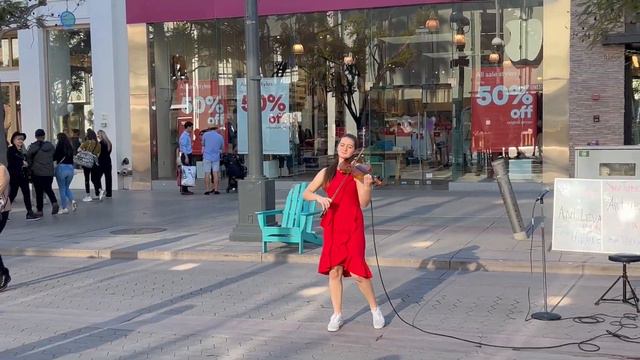 Santa Monica performance The greatest showman Medley Lindsey Stirling violin cover by Ukrainian gir