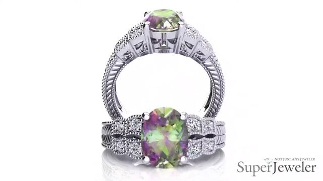 November Birthstone Mystic Topaz and Diamond Ring In 10 Karat White Gold SuperJeweler JWL44946 смотреть онлайн