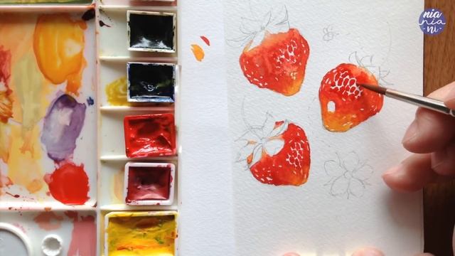 Watercolor Tutorial: Strawberry Doodle // New Skillshare Class смотреть онлайн