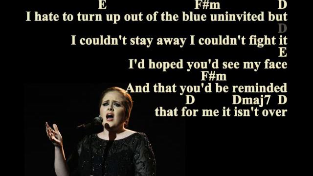 Adele - Someone Like You Lyrics And Chords On Screen HQ