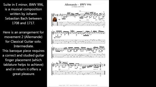 BACH ALLEMANDE 996 guitar solo смотреть онлайн