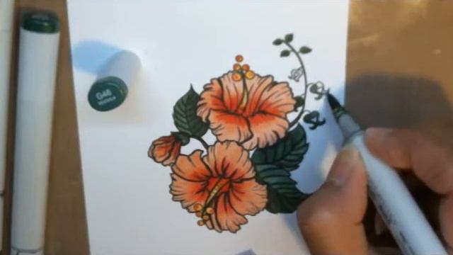 Coloring & Card making tutorial: " Hibiscus Flowers" смотреть онлайн
