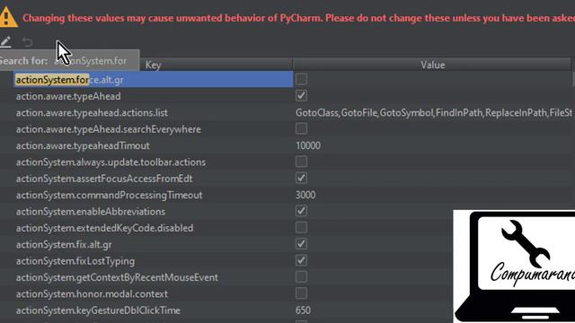 Activar Alt Gr | PyCharm 19.1 | Win 10 | Compumarana