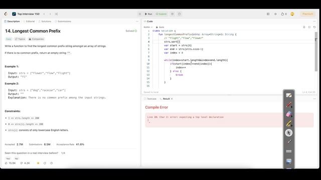 14. [LeetCode] Longest common prefix || DSA and Algo || Kotlin смотреть онлайн
