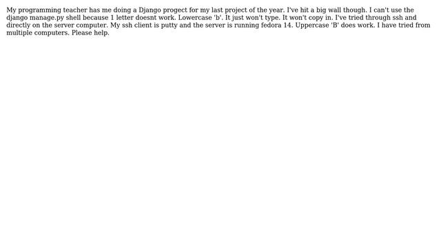 Cannot type the letter 'b' in Django Shell смотреть онлайн