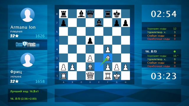 Chess Game Analysis: Фриц - Armanu Ion : 1-0 (By ChessFriends.com) смотреть онлайн