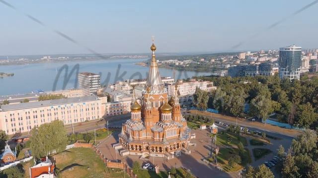 Russia, Izhevsk. Cathedral of the Archangel Michael, Aerial View, Point of interest смотреть онлайн
