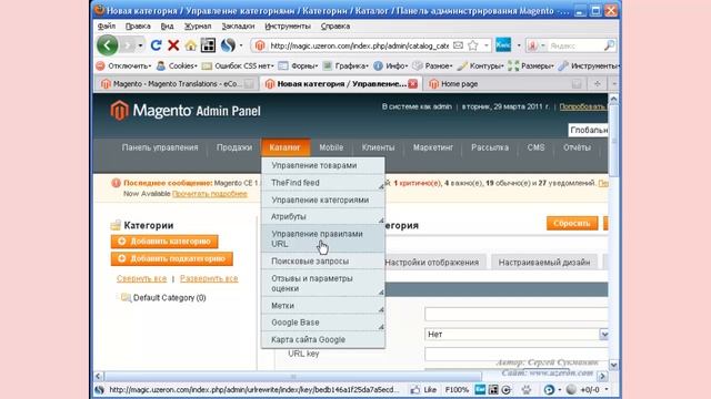 Панель Администратора Magento смотреть онлайн
