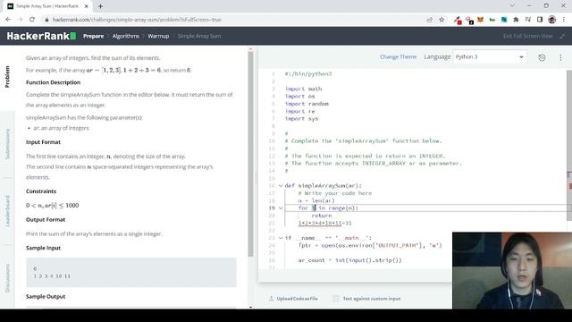 002 Algorithms Simple Array Sum HackerRank Solution - Python смотреть онлайн