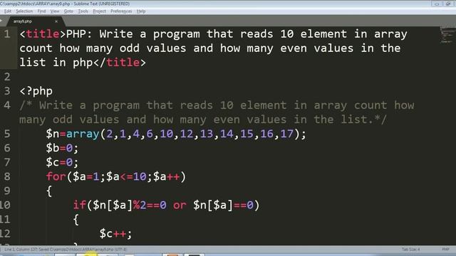 sum odd and even numbers in php || how many odd and even values using php смотреть онлайн