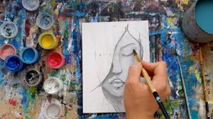 ДЕВУШКА |Как рисовать лицо| Гуашь|ЧБ