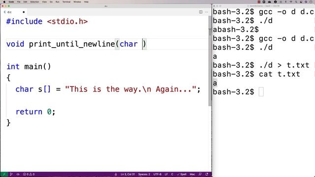 Print A String Until The First Newline Character | C Programming Example смотреть онлайн