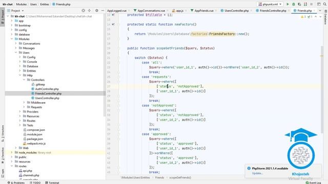 Real-Time Chat Application Course Tutorial 12 - Get Conversations And Friends With Scope in Laravel смотреть онлайн