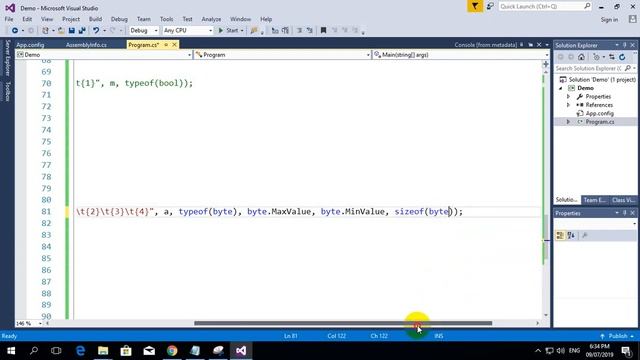 typeof(), MaxValue, MinValue and Sizeof() function in C# смотреть онлайн