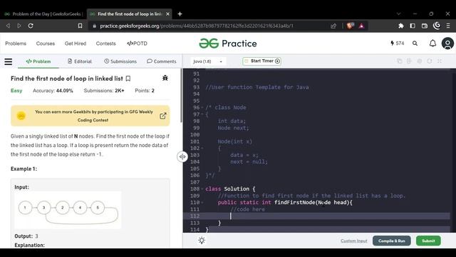 Find the first node of loop in linked list | POTD | Kannada Code 101 | GFG | Jan 18| Easy смотреть онлайн
