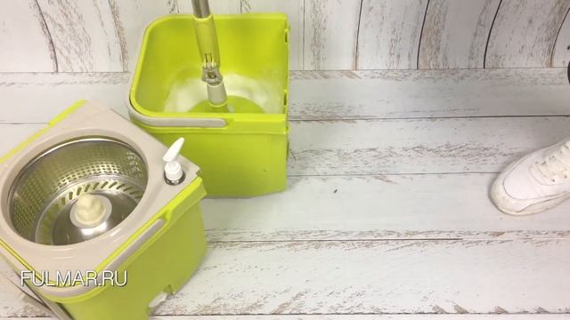 Швабра с отжимом и телескопической ручкой | Комплект для уборки на колёсах смотреть онлайн