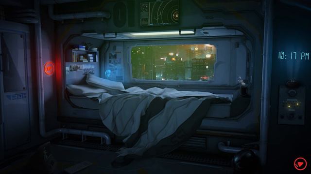 Cyberpunk White Noise and Ambient Rain with distant Thunder Rumbles | Sci-Fi apartment bedroom смотреть онлайн