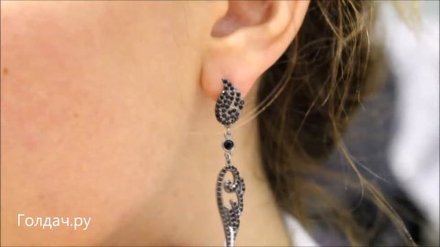 Серьги Перо с чёрными фианитами z7304172 смотреть онлайн