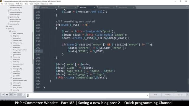 #182 PHP Ecommerce website development | Saving a new blog post 2 | MVC OOP - Quick programming смотреть онлайн