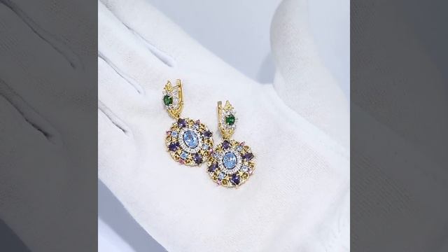 93020937 - Серьги из золочёного серебра с фианитами Russe | Look a more, yeah смотреть онлайн