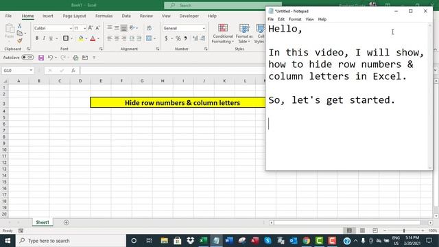 Excel: hide row numbers & column letters смотреть онлайн