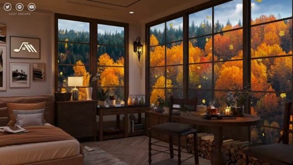 Cozy Vintage Fall ? Cozy Bedroom Ambience at Forest View - Healing Sleep Music For Relaxing October