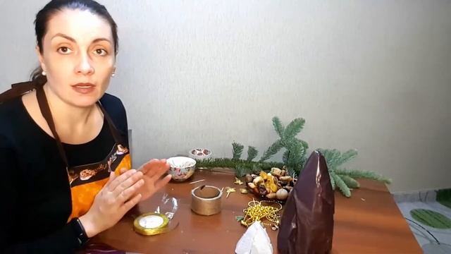 Елочка из сухофруктов своими руками, мастер-класс.Обучение фудфлористикие. Курсы для начинающих. смотреть онлайн