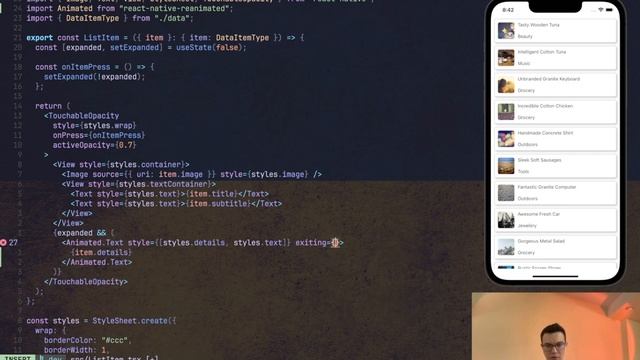 Crafting React Native Expandable Animated FlatList tutorial смотреть онлайн