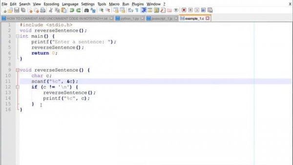HOW TO COMMENT OUT OR UNCOMMENT LINES IN NOTEPAD++