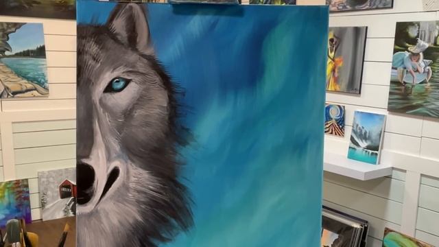How To Paint WINTER WOLF FANTASY ~ acrylic painting tutorial смотреть онлайн
