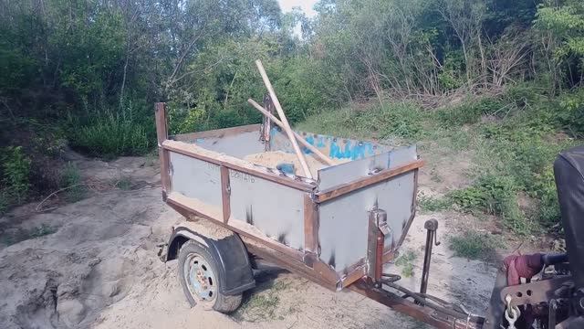 Испытание самодельного прицепа для минитрактора. Test Homemade Trailer For Minitractor