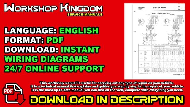 Fiat Trattori 580 580DT 680 680DT Workshop Service Repair Manual - ENGLISH - Download PDF смотреть онлайн