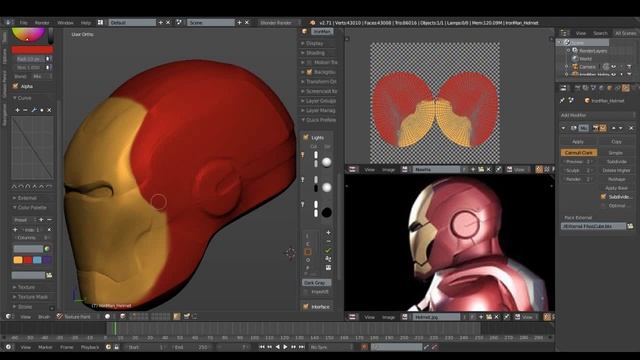 Iron Man Helmet Texture Painting_Final_Part4 (Blender 2.71) смотреть онлайн