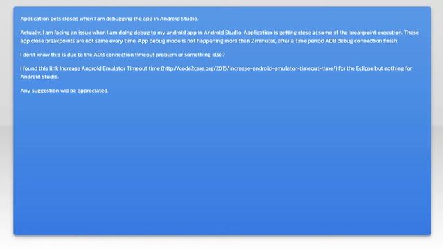 Android: Increase adb debug timeout in android studio смотреть онлайн