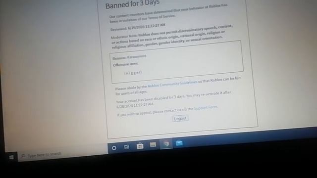 My roblox account got banned for 3 days смотреть онлайн