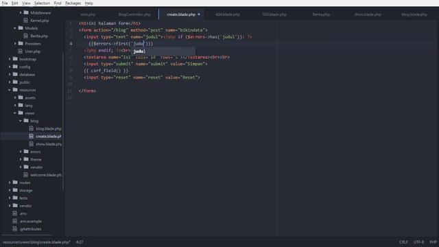 13. Mengenal form validation pada laravel 5.3 | Tutorial bahasa indonesia смотреть онлайн